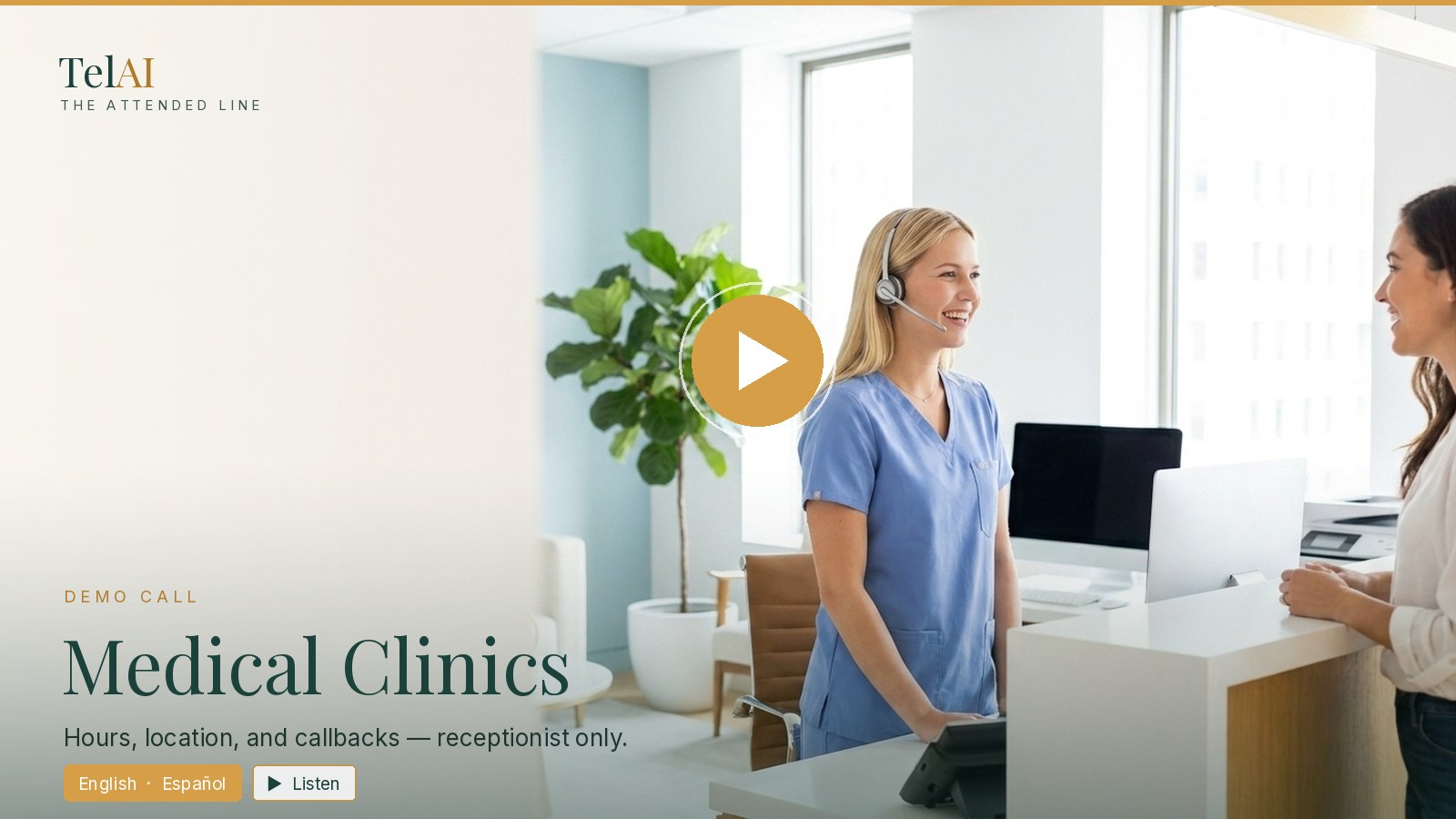 TelAI demo call — Medical Clinics