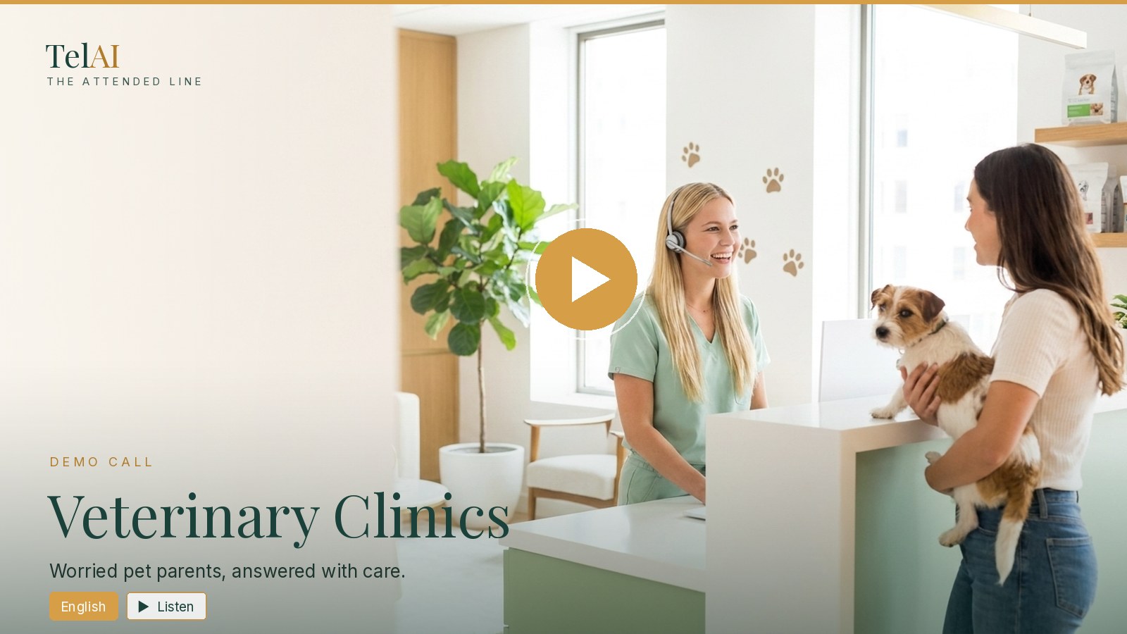 TelAI demo call — Veterinary Clinics